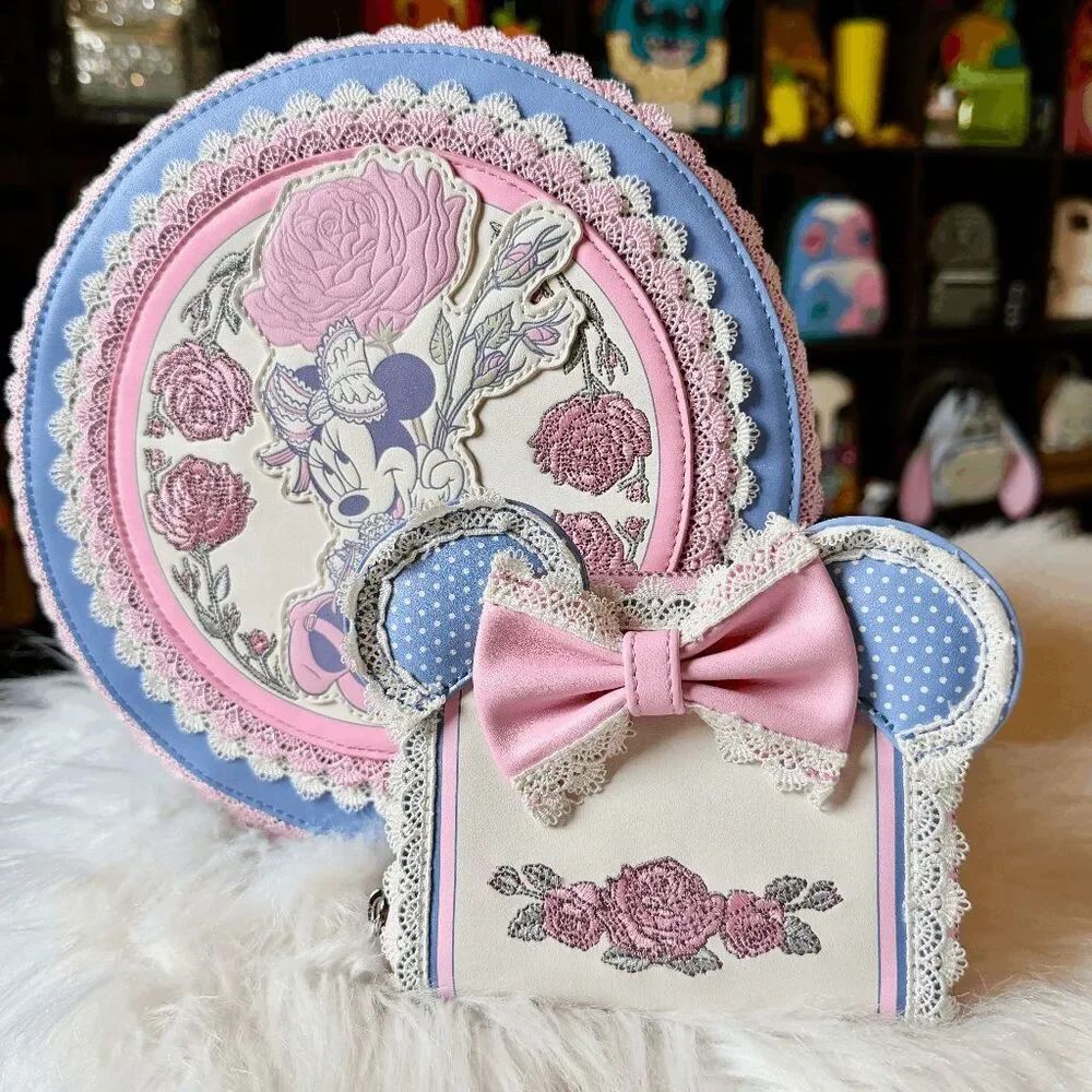 Minnie Mouse Floral / Lace Mini Backpack & Wallet SET Disney X Loungefly NEW
